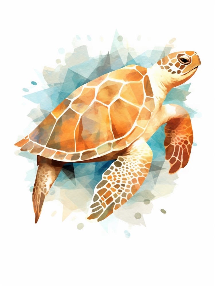 Geometric Watercolour Sea Turtle