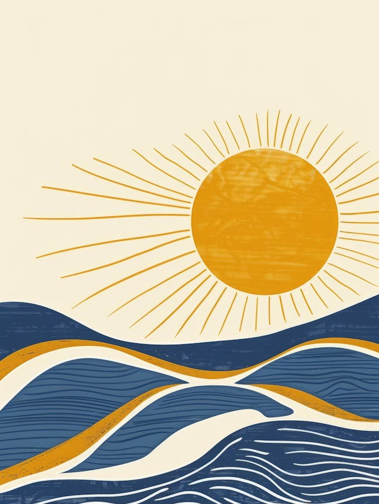 Sun And Waves Canvas Print