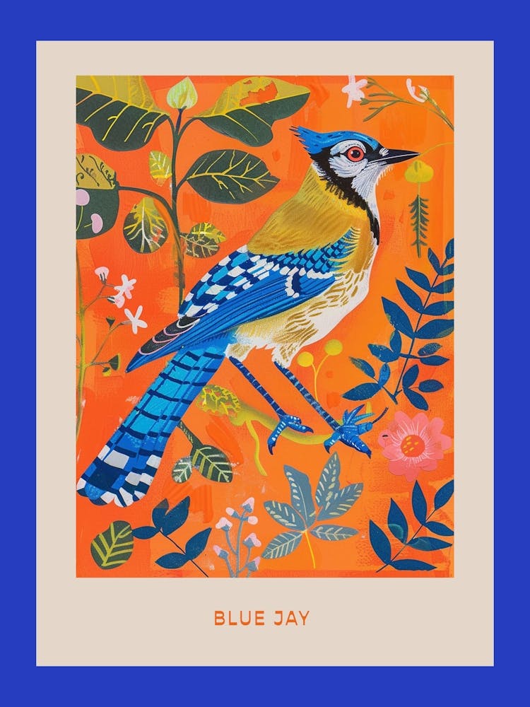 Spring Birds Poster Blue Jay 2