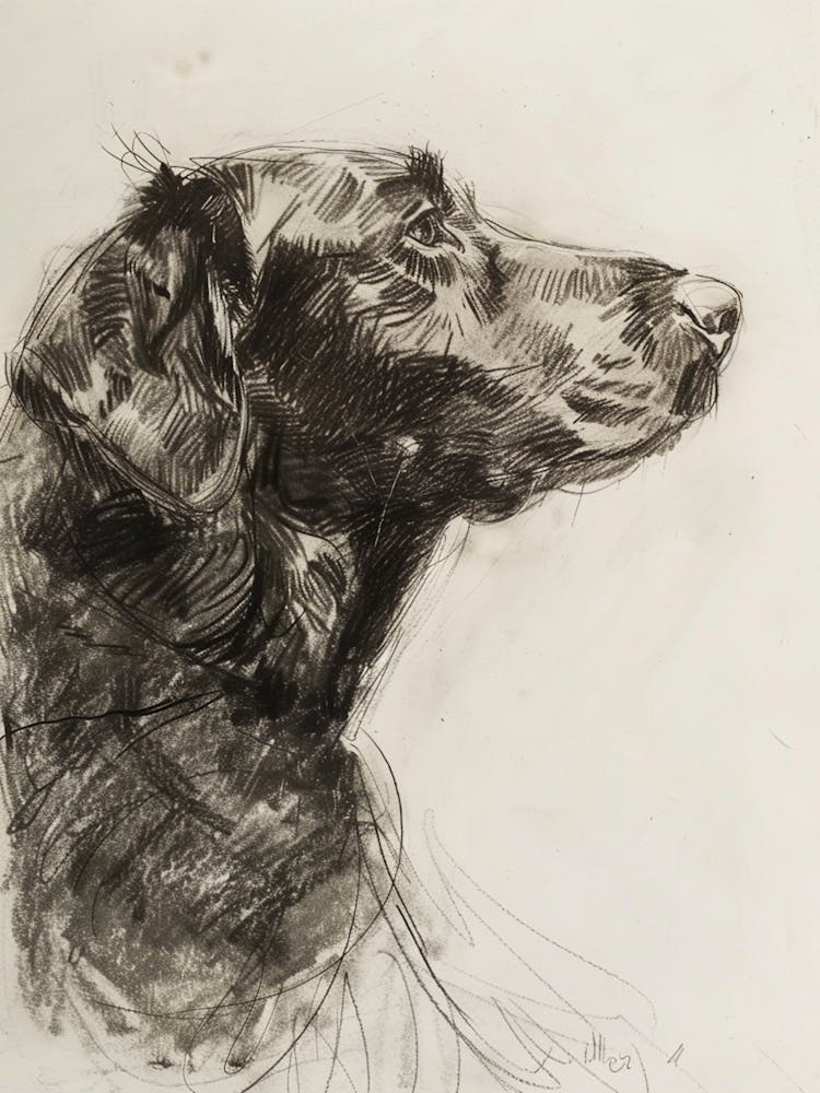 Curly Coated Retriever Dog Charcoal Line 2