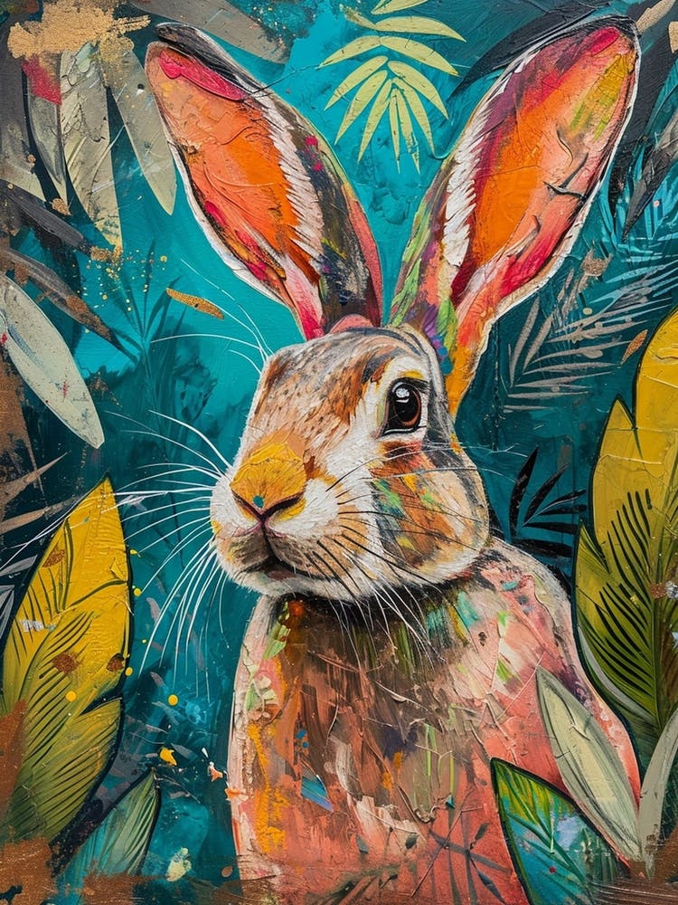 Kitsch Rabbit Brushstrokes 4