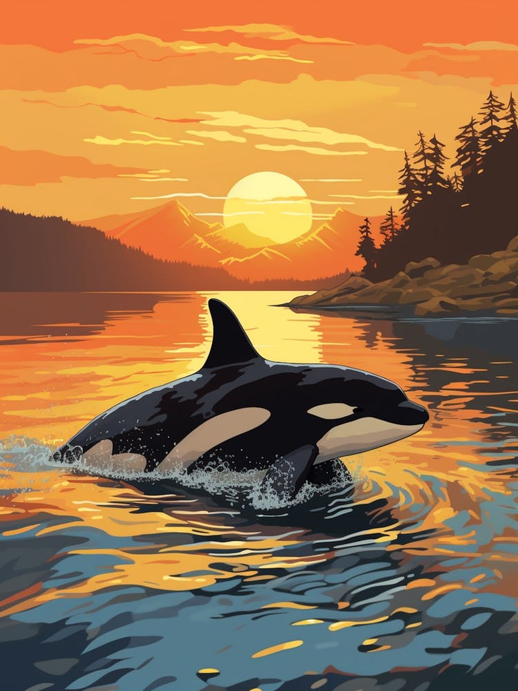 Orca Whale Splashing Around