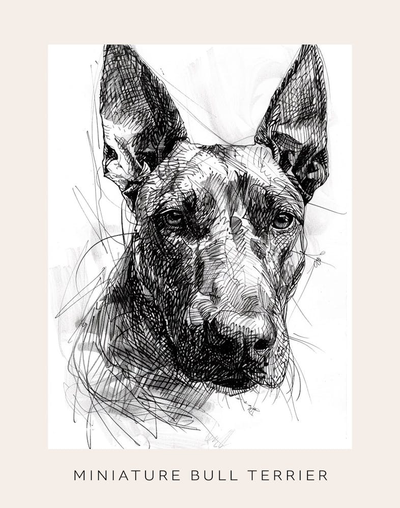 Miniature Bull Terrier Line Sketch 4 Poster
