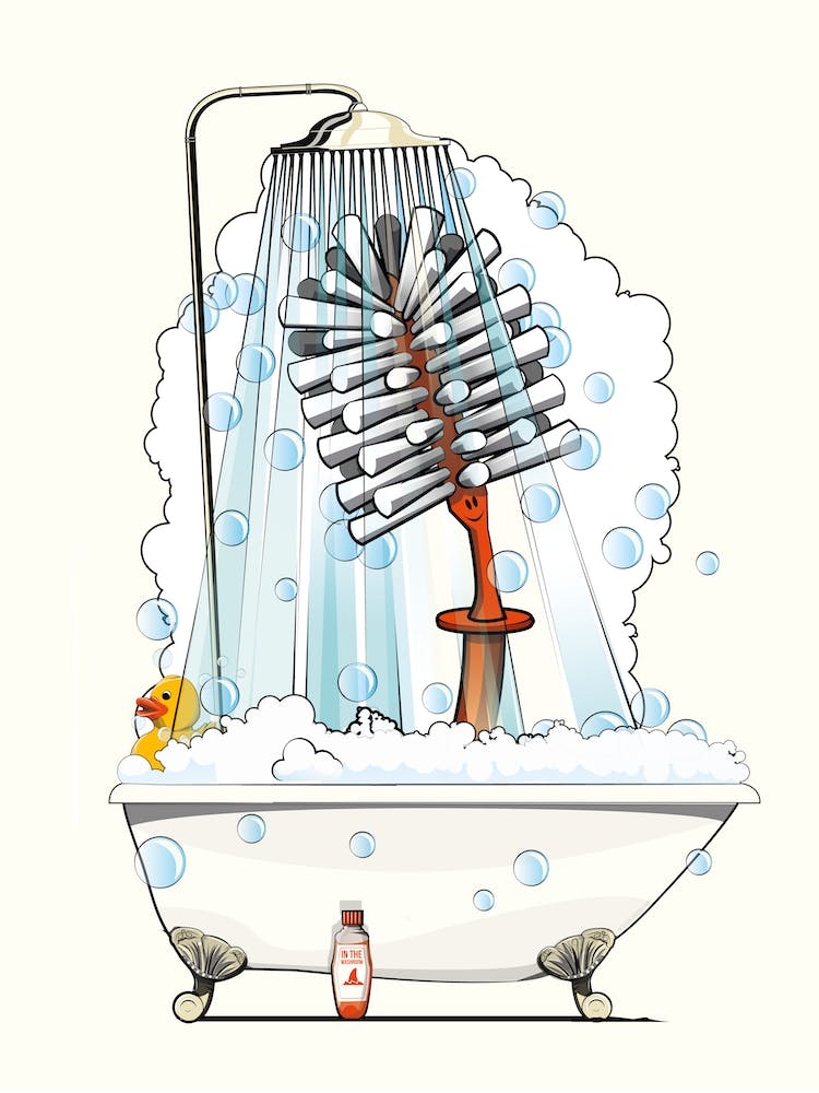 Toilet Brush Washing In The Shower