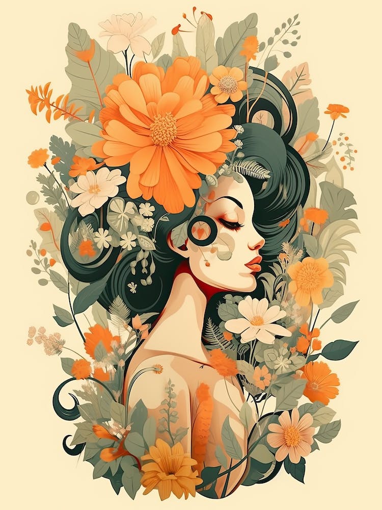 Bloom Body Woman Portrait Orange Tones 3