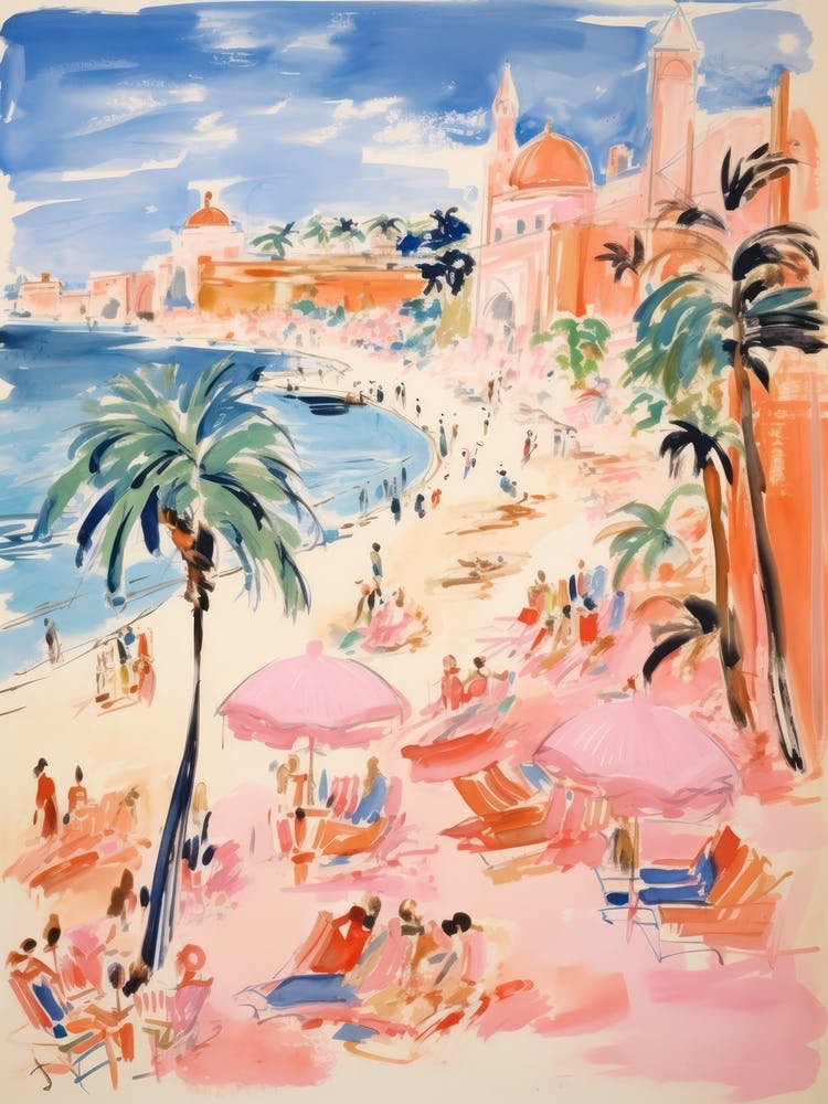 Salento, Puglia   Italy Beach Club Lido Watercolour 3