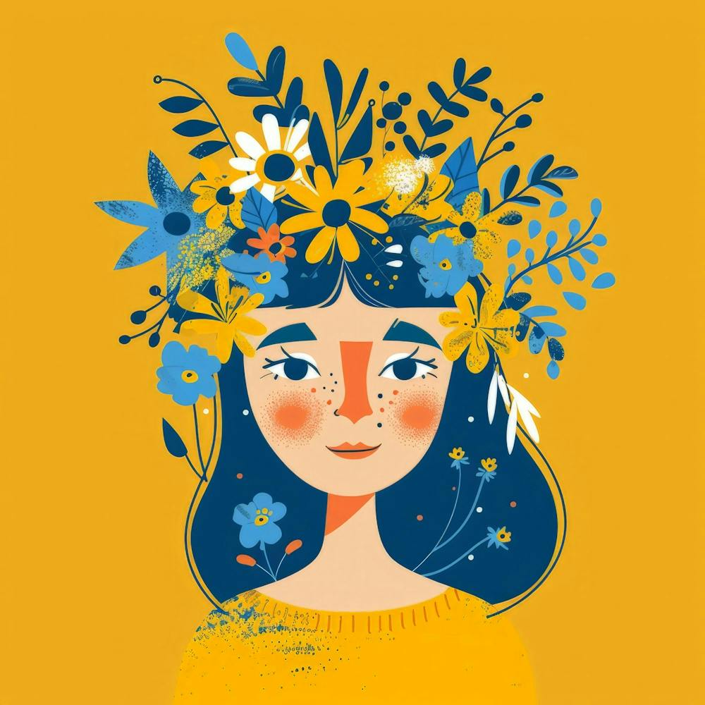 Girl With Flowers On Her Head 2