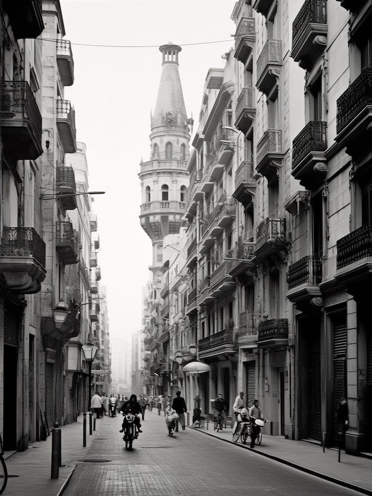 Barcelona, Black And White Analogue Photograph 1