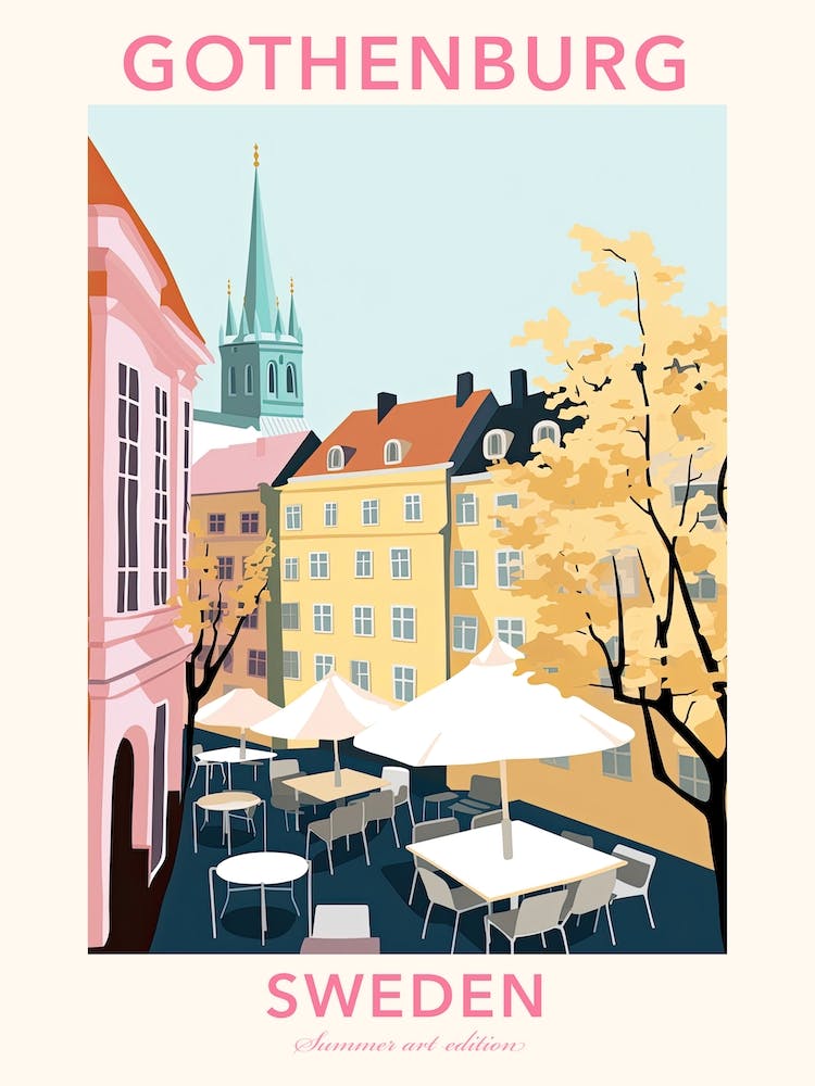 Gothenburg, Sweden, Flat Pastels Tones Illustration 2 Poster