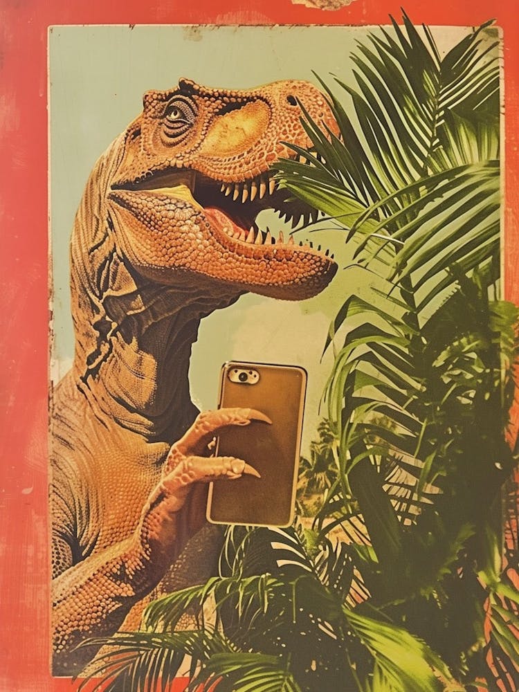 Dinosaur & A Smart Phone Retro Collage 1