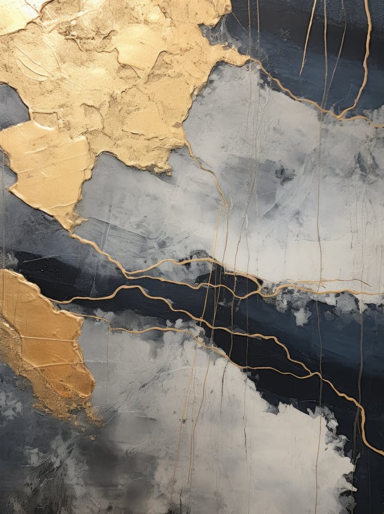Abstract Gold And Blue Painting