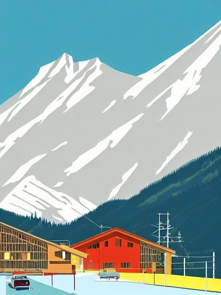 Laax 2, Switzerland Midcentury Vintage Skiing Poster