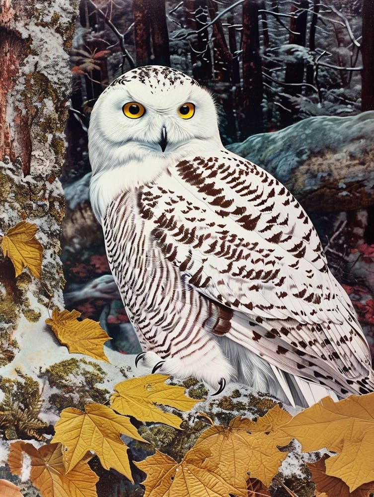 Snowy Owl Relief Illustration 4