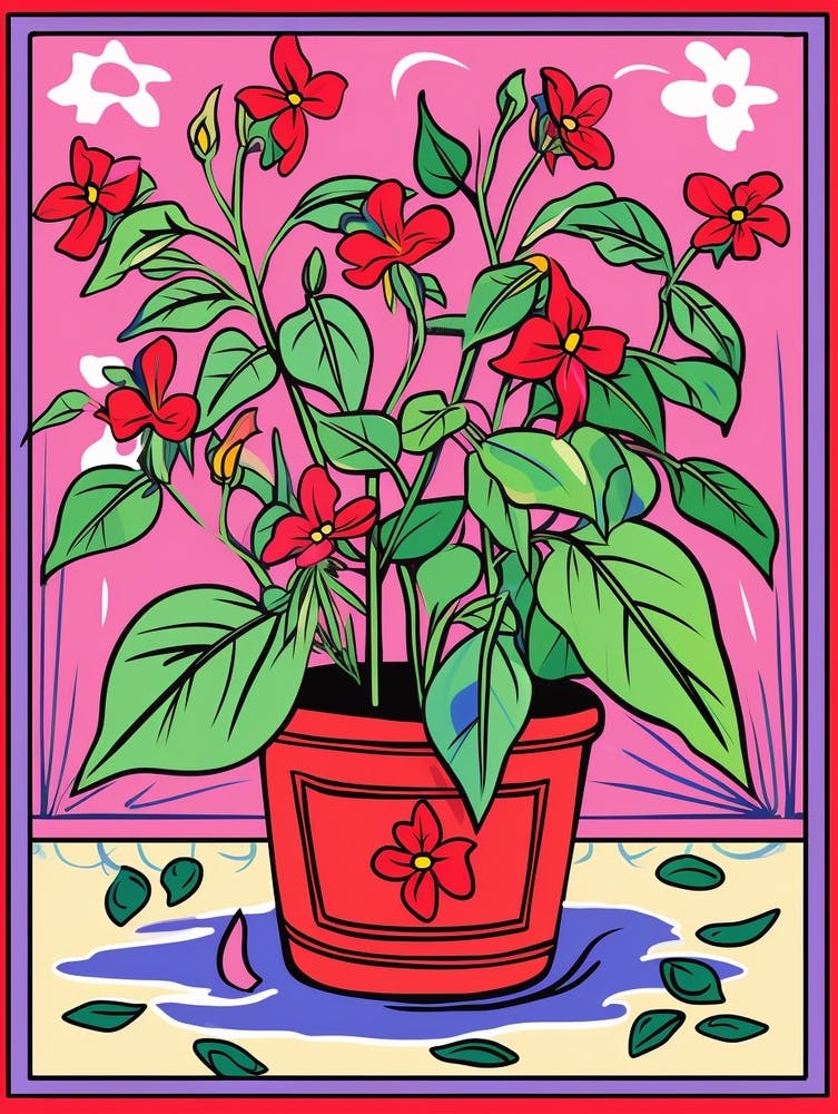 Pink And Red Plant Illustration Tradescantia Nanouk 1