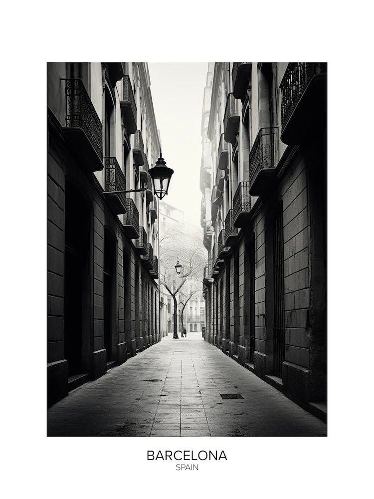 Poster von Barcelona, Spanien, Schwarz-Weiß-Analogfotografie 1