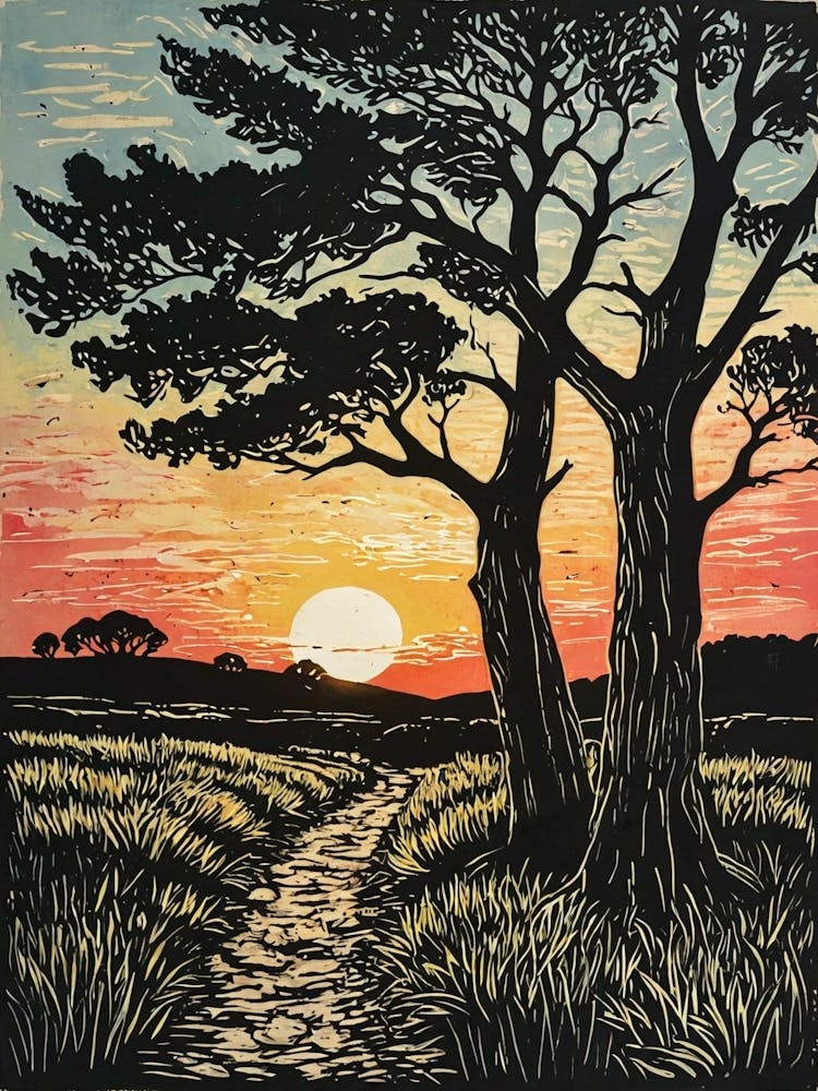 Sunset With Trees
