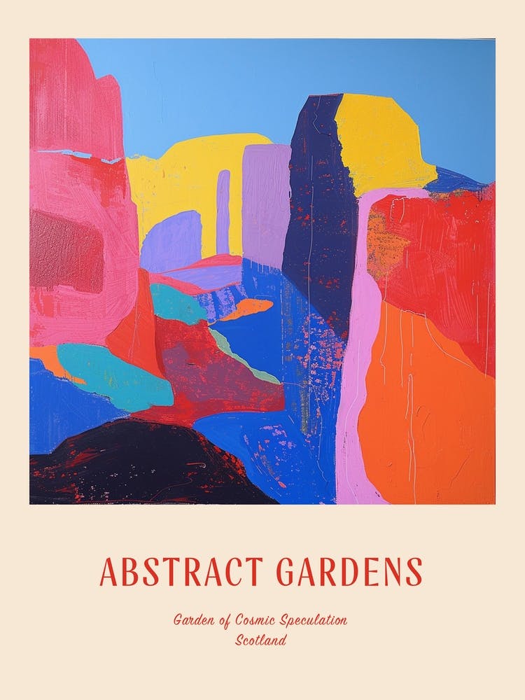 Colourful Gardens Garden Of Cosmic Speculation Scotland 2 Red Poster