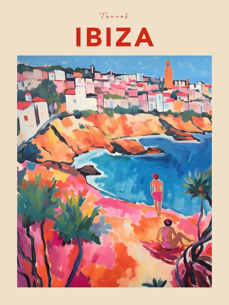 Ibiza Spain 2 Fauvist Travel Poster