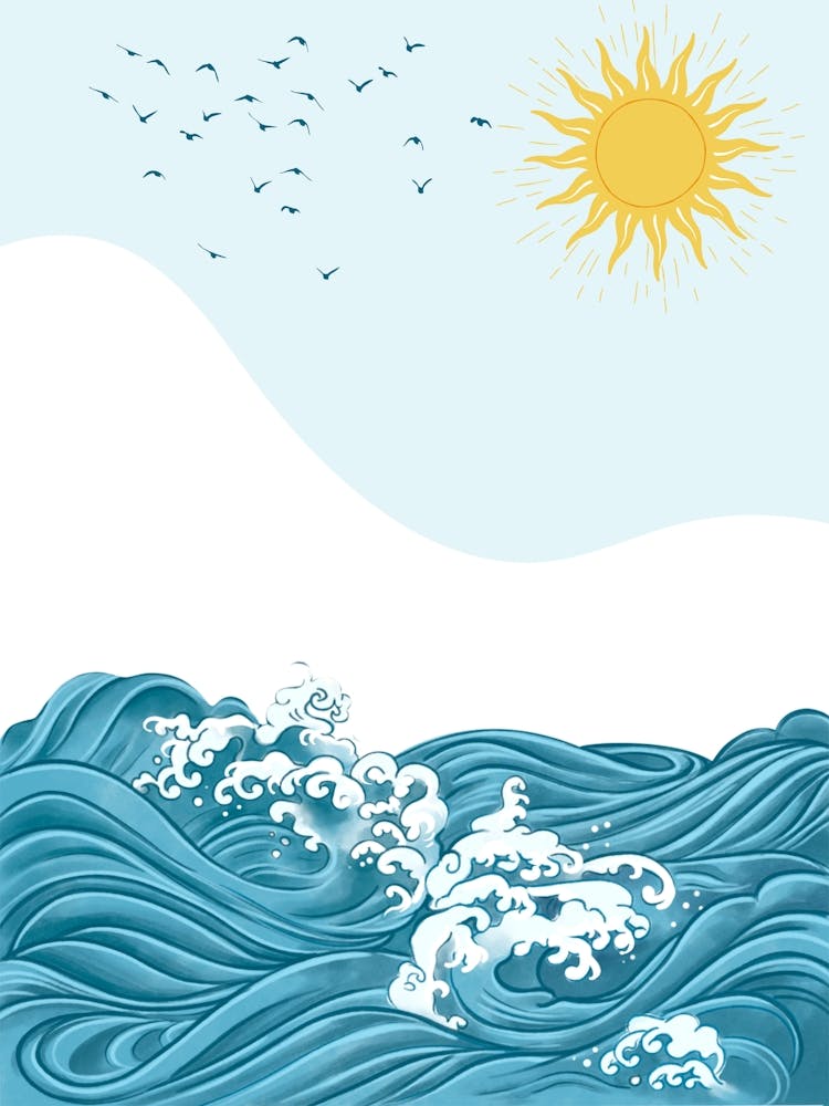 Sea Wave And Sun