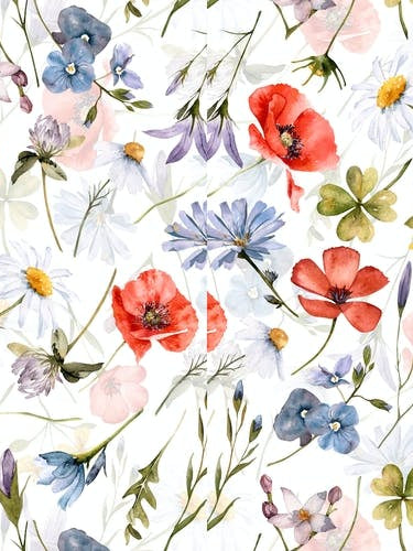 Poppies And Cornflowers Scandinavian Midsummer Wildflowers Meadow