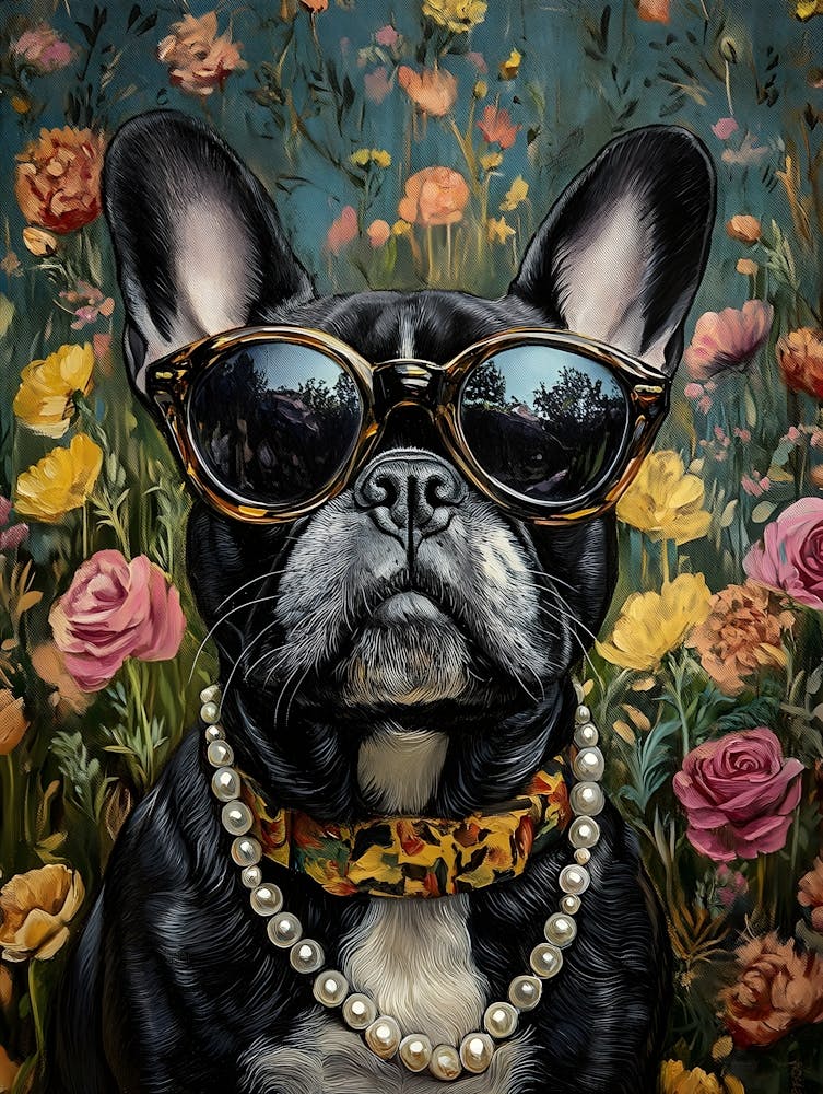 Frenchie And Flowers 4