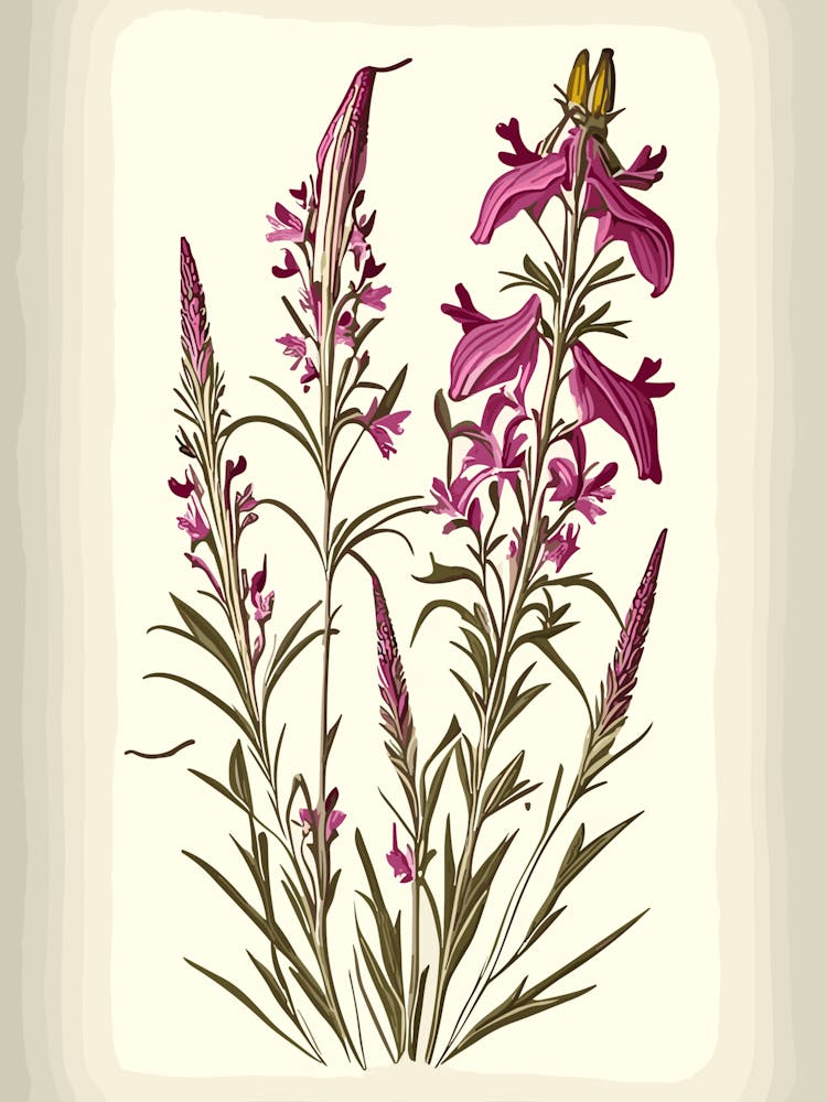 Weidenröschen Wildblume Vintage Botanik 1
