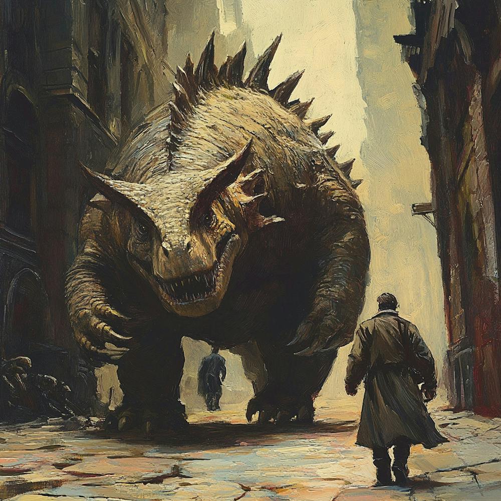 Stegosauroid Dinosaur in Fantasy Setting