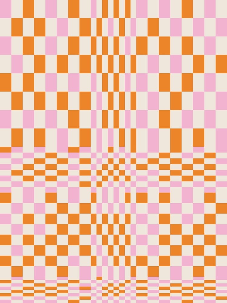 Happy Colorful Checkered Pattern Orange And Lilac