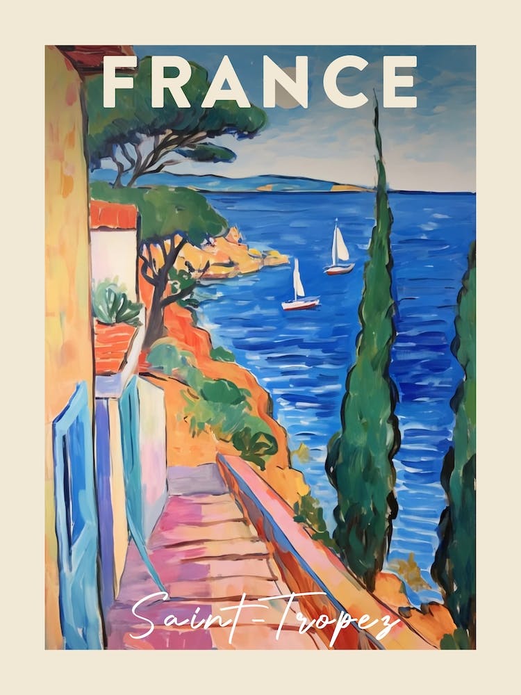 Saint Tropez France 5 Fauvist Painting Travel Poster