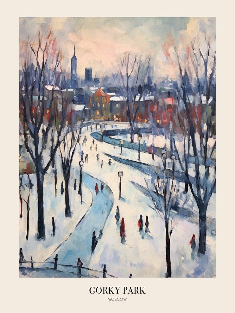 Winter City Park Poster Gorky Park Moscow Russia 1