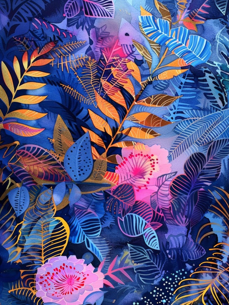 Tropische Blätter und Blumen 5