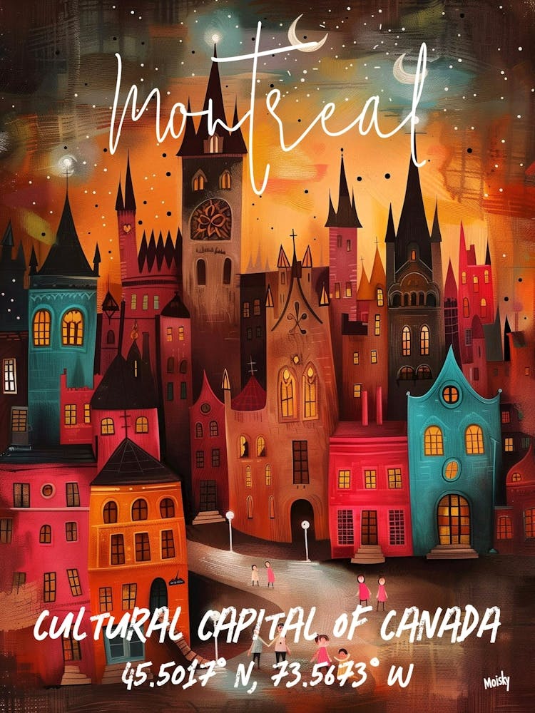 Montreal Cultural Capital Of Canada, folk naive and whimsical poster