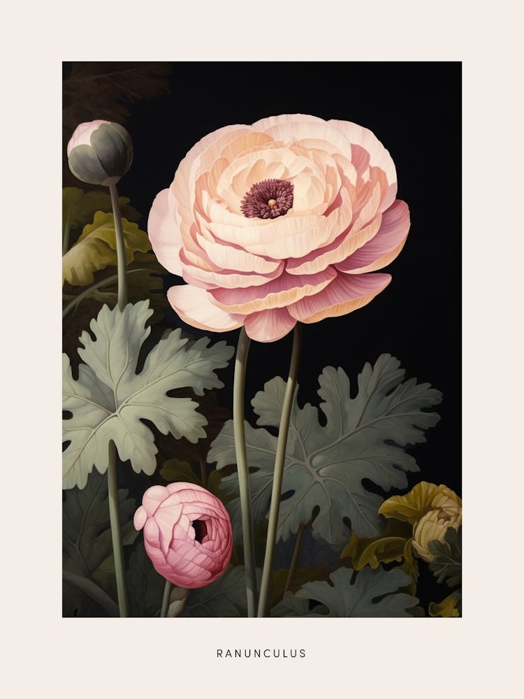 Flower Illustration Ranunculus 1 Poster