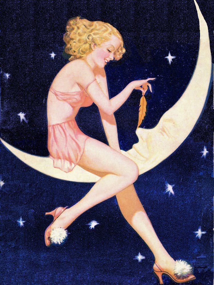 Pin Up Girl On A Moon