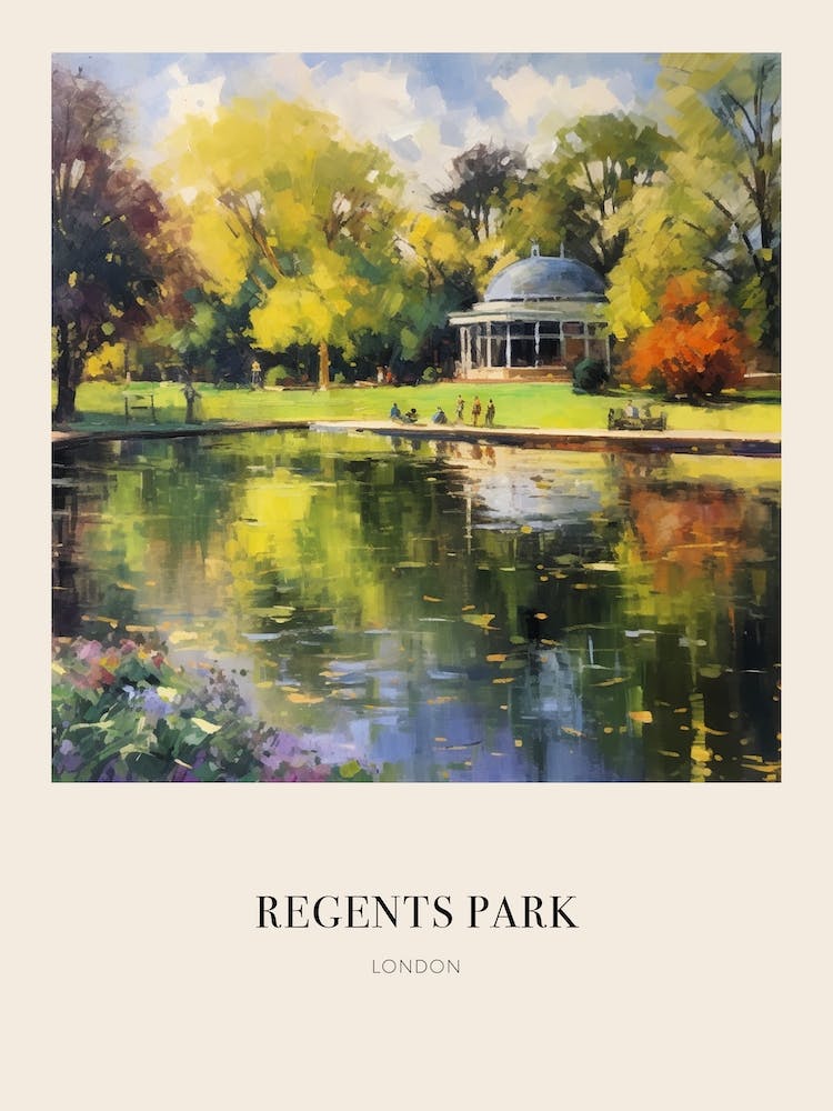 Regents Park London 3 Vintage Cezanne Inspired Poster