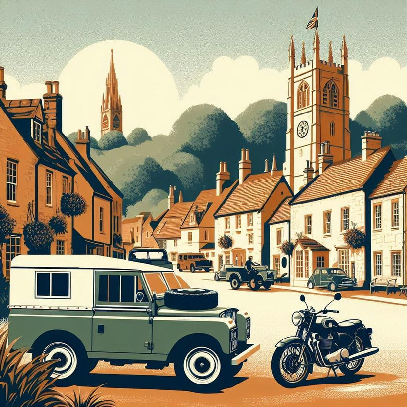 Land Rover, Beckington Village, England . Vintage 