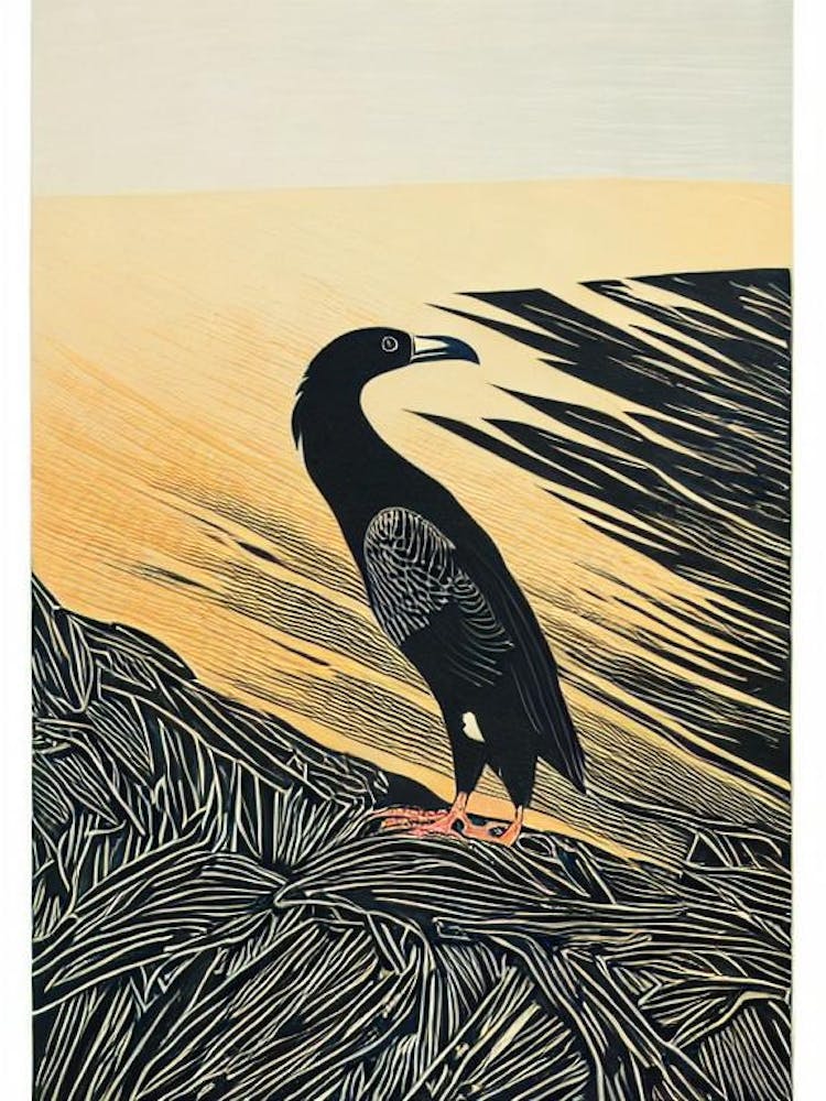 California Condor Linocut Bird