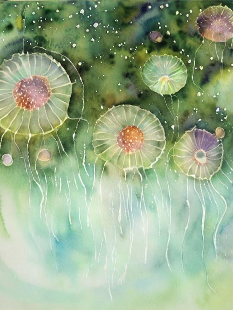 Moon Jellyfish Storybook Watercolour