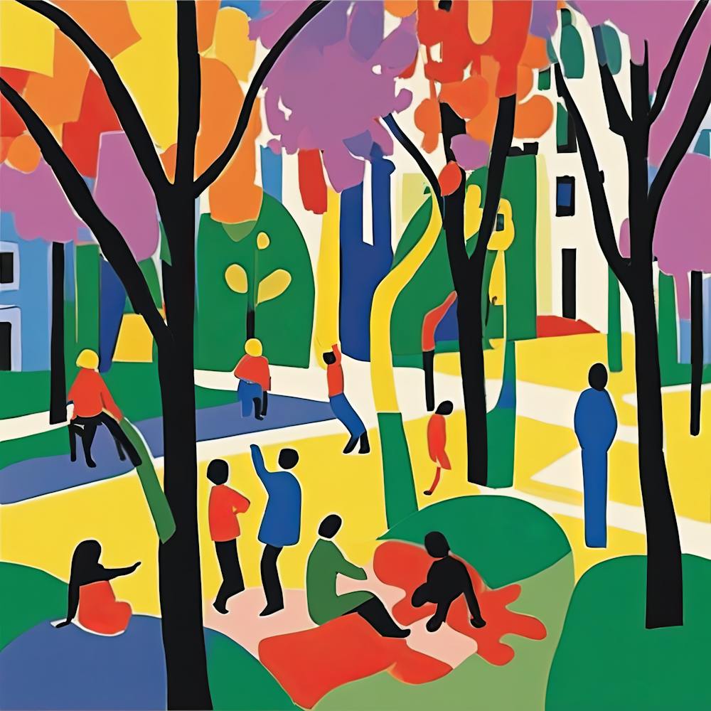 Urban Park Scene in Style of Matisse 1