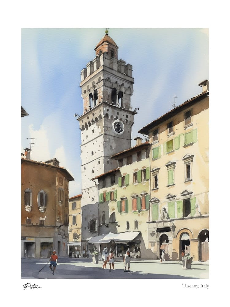 Pistoia, Tuscany, Italy 1 Watercolour Travel Poster