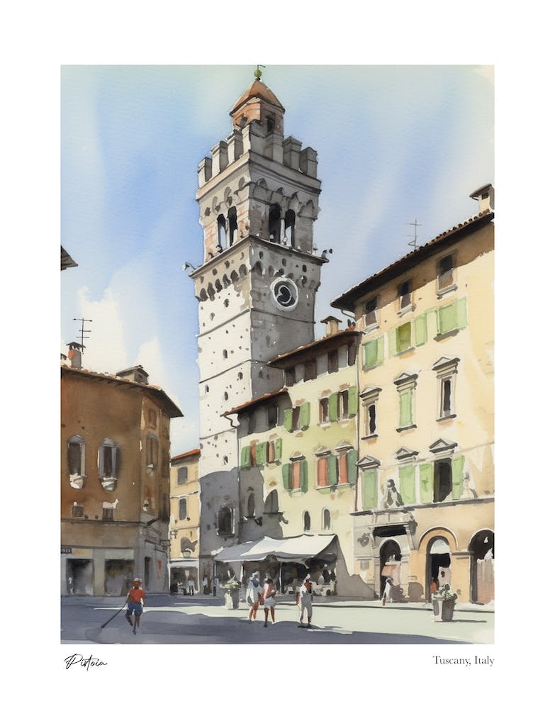 Pistoia, Tuscany, Italy 1 Watercolour Travel Poster