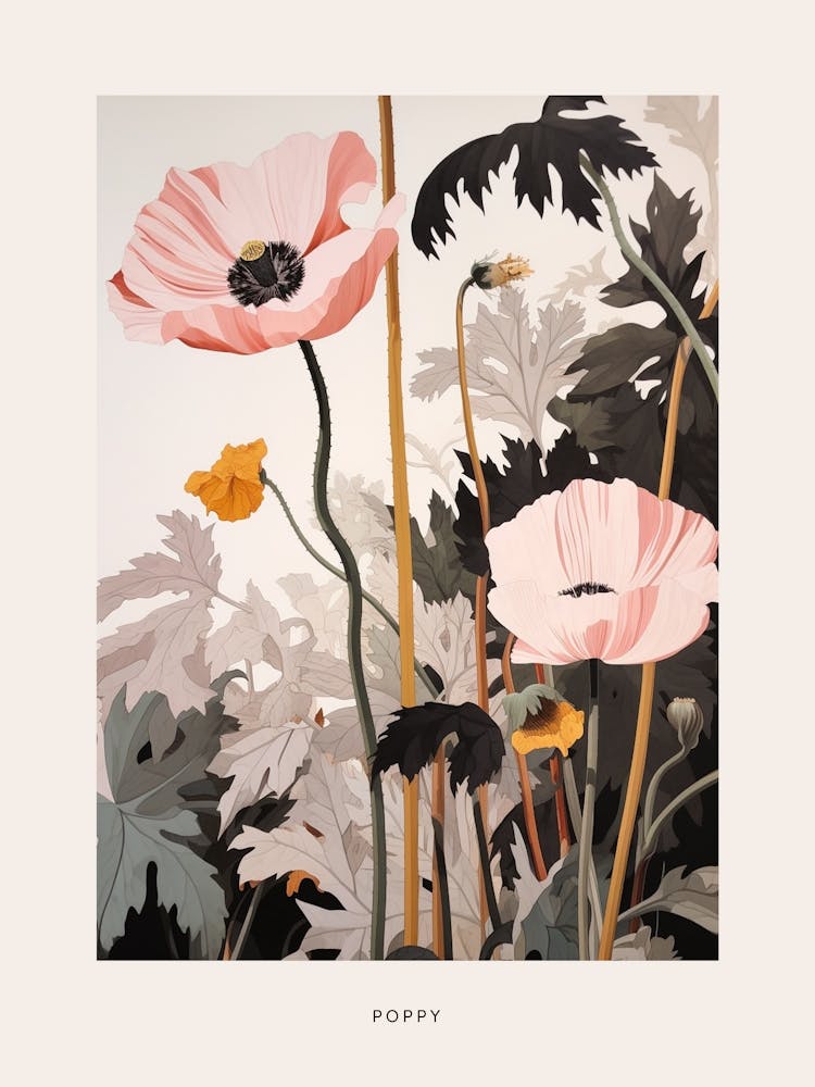 Flower Illustration Poppy 2 Poster