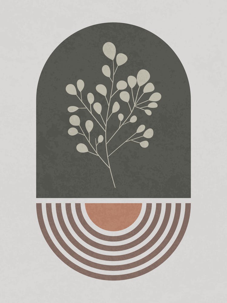 Minimalist Botanical Design with Geometric Elements