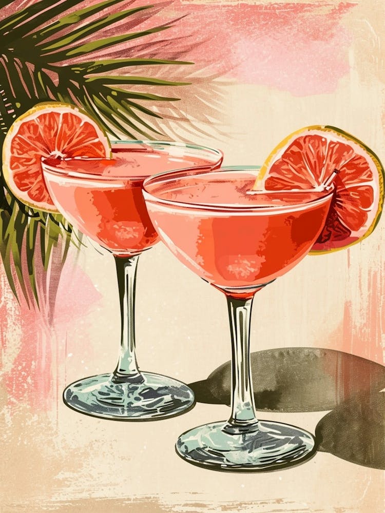 Paloma Cocktail Pink Watercolour