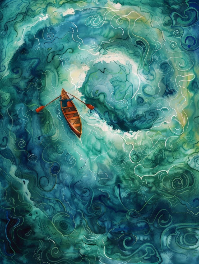 Canoe In The Waves