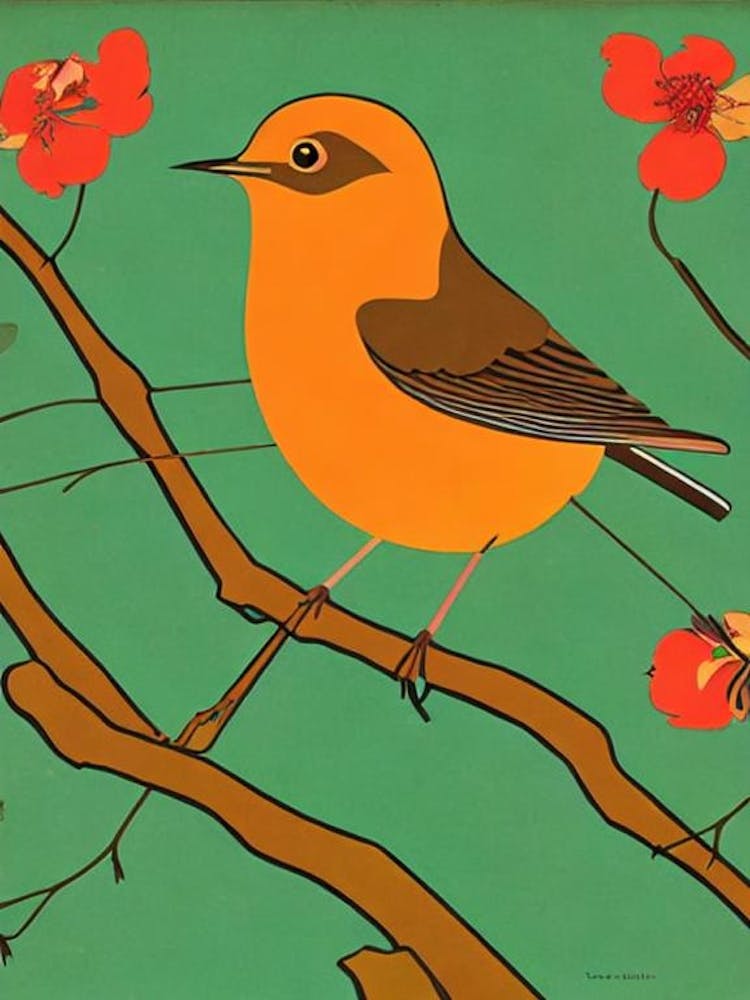 Hermit Thrush 2 Midcentury Illustration Bird