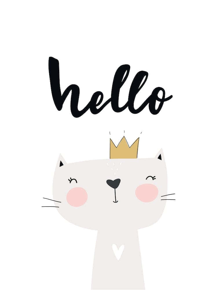 Scandi Cute Grey Cute With Hello