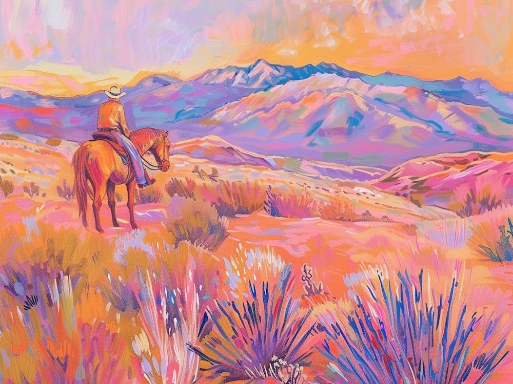 Cowboy Painting Sierra Nevada Mountains 4