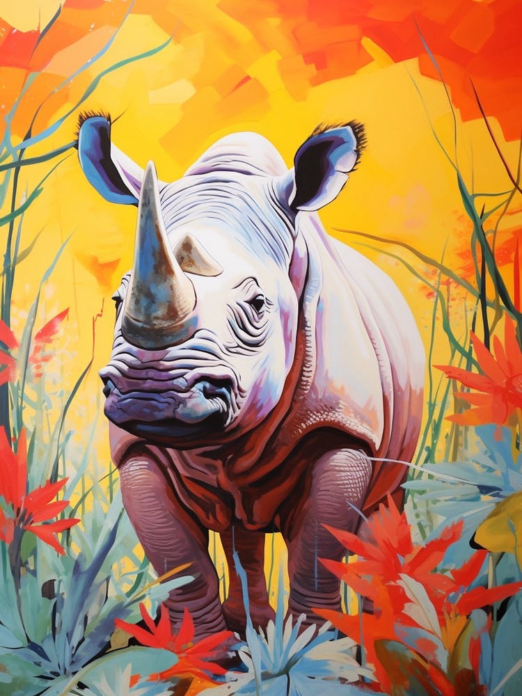 Rhino In The Wild Colour Burst 1