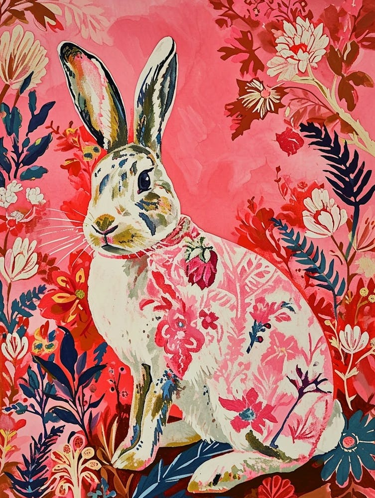 Floral Animal Painting Rabbit 4